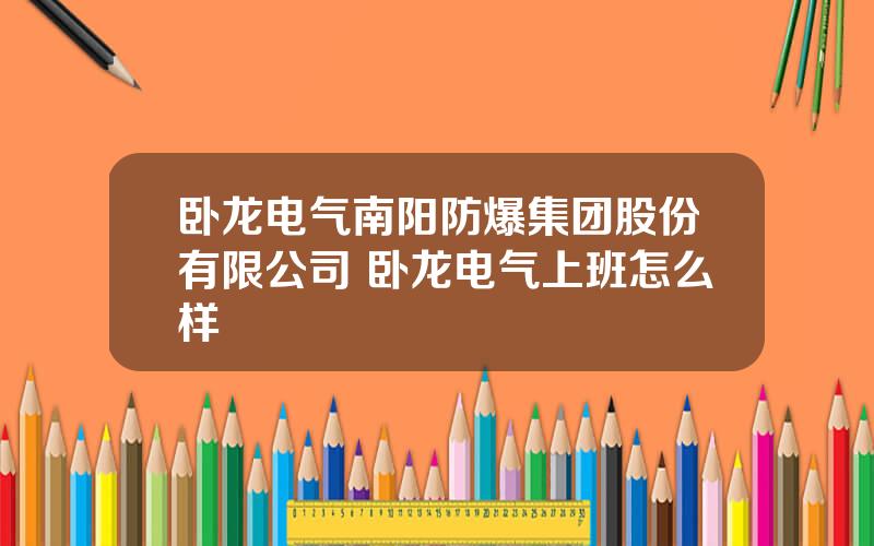 卧龙电气南阳防爆集团股份有限公司 卧龙电气上班怎么样